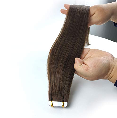 Klebeband in der menschlichen Haarverlängerung, Remy Straight Haar Nahtlose Haut Schuss Unsichtbare doppelseitige Band Haarverlängerung, 20 stücke 50g / pack,4#,14''/35cm