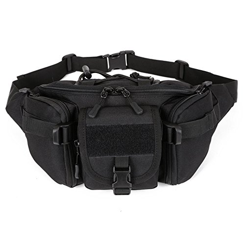 Tactical Waist Pack tragbar Fanny Pack Outdoor Army Hüfttasche Military Taille Pack für Radfahren Camping Wandern (schwarz)
