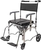 Leichter Rollstuhl Rollstuhl Duschrollstuhl, tragbare medizinische Hilfe Mobilität Kommode Toilette Töpfchen Stuhl Badewanne Duschsitz hochklappbare Rollstuhl-Armlehnen v