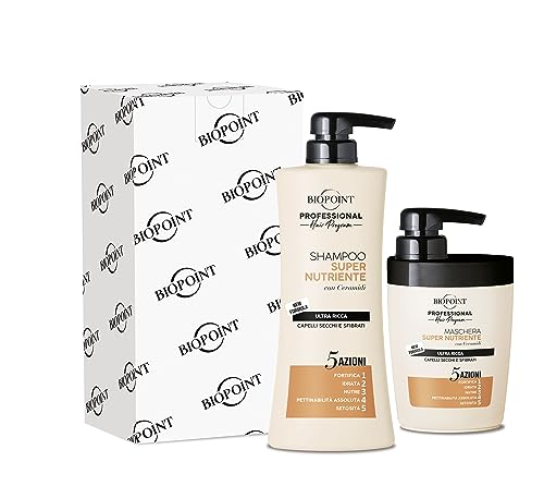 Biopoint Professional Hair Program – Super nährendes Set, enthält Shampoo 400 ml + Conditioner 350 ml, ultra-reichhaltige Formel, um trockenes und sprödes Haar mit Feuchtigkeit zu versorgen und zu