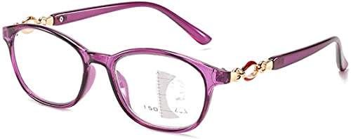 Photochrome Lesebrille, Bifokal Gleitsichtbrille, Blaulichtfilter Computerbrille, Sehstärke Sonnenbrille, Damen Vintage Brille, Entspiegelt Dioptrie +1,00 Bis +3,00 Purple,+1.00