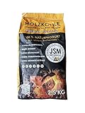 Premium Grill Holzkohle JSM® | Grillkohle Grill-Holzkohle Steakhauskohle | 2,5 kg je Packung (6)