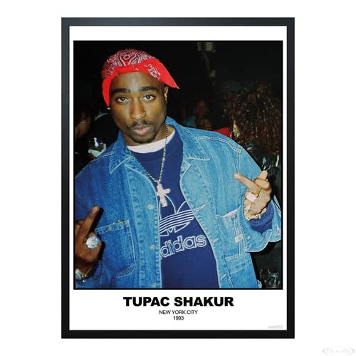 Close Up Tupac Shakur Poster New York City 1993 (89x64,1 cm) gerahmt in: Rahmen schwarz