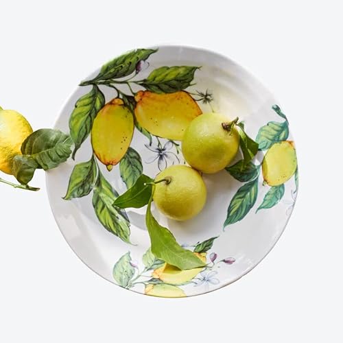 Hagen Grote Salatschale mit italienischem Zitronen-Dekor, Ø 32 cm, kunstvoll von Hand gefertigt