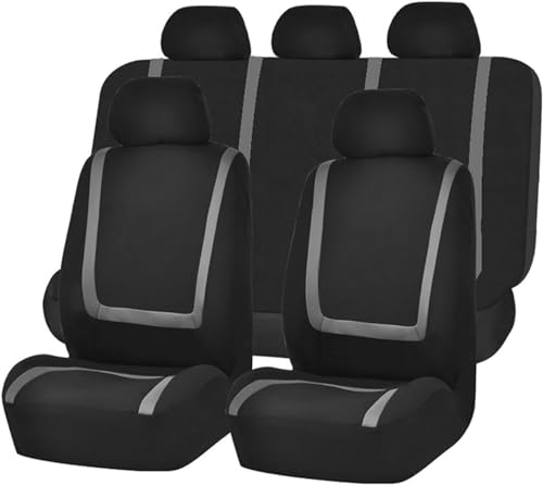 HERSIL Autositzbezüge für VW Sharan Caddy Caddy Maxi T-Cross,Wasserdicht Verschleißfest Innenraum Schonbezüge sitzschoner Auto Accessories,C-Black Gray