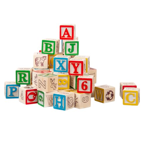Jocca Holzspielzeug zum Lernen, ABC-Blöcke, 50 Stück, ABC-Lernspiele, Montessori-Pädagogisches Spielzeug, Holzwürfel für Babys, kognitive Entwicklung, ab 12 Monaten