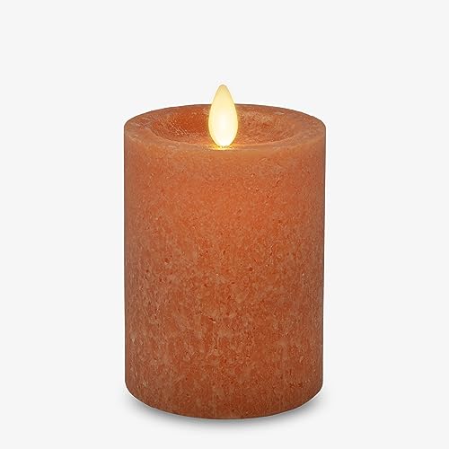 Luminara Harvest Pumpkin Seaglass flammenlose Kerze bewegliche Flammensäule geruchloses Echtwachs mit versenktem Rand, Timer, batteriebetriebene LED-Kerzenlichter (7,6 x 11,4 cm)