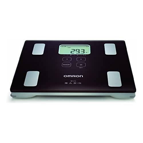 OMRON Personen- und Körperanalysewaage BF214, Messung von Gewicht, Körperfett und Skelettmuskelmasse, Speicher für bis zu vier Nutzer, inkl. BMI Berechnung