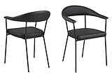 AC Design Furniture Ana 2er Set Esszimmerstühle in Schwarz, Küchenstühle aus Kunstleder und Metall, B: 56 x H: 77,5 x T: 52,5 cm