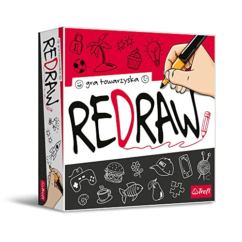 Trefl - Redraw - Dynamisches Gesellschaftsspiel, Sprüche erraten, Zeichnungen Anderer Spieler neu zeichnen, Künstler Werden, Spiel für Erwachsene und Kinder ab 10 Jahren