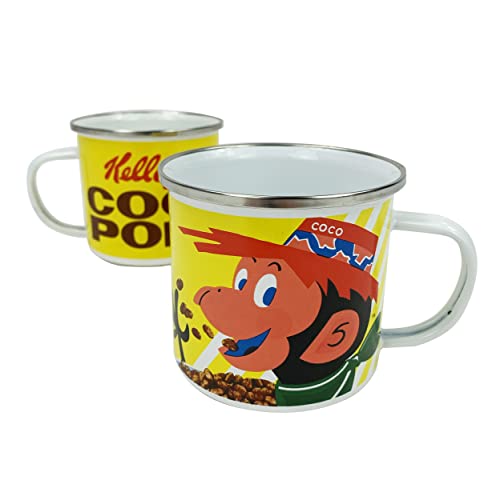 Kelloggs Coco Pops Emaille-Camping-Tasse – unzerbrechliche Retro-Tassen für Tee, Kaffee und heiße Schokolade – perfekte Tassen für Kinder und Erwachsene gleichermaßen