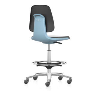 bimos Arbeitsstuhl Labsit mit Rollen Sitzhöhe 560-810 mm PU-Schaum Sitzschale blau