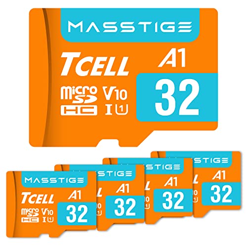TCELL Masstige 32 GB 5er-Pack microSDHC A1 USH-I U1 100 MB/s Full HD Speicherkarte mit Adapter