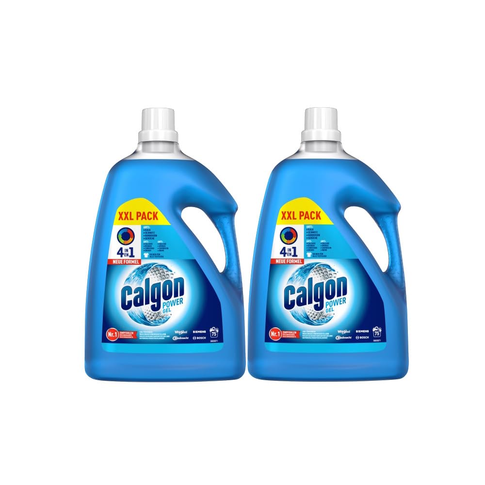Calgon 4-in-1 Power Gel – Wirksam gegen Kalk, Schmutz, Gerüche und Korrosion – Schützender Wasserenthärter für die Waschmaschine – 2 x 3,75 l