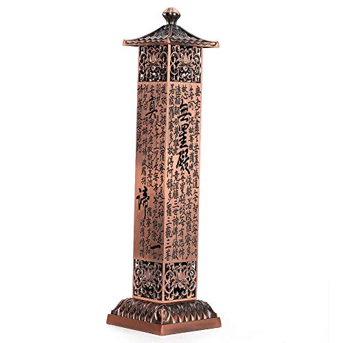 Pssopp Weihrauch Turmbrenner Vertikal Metall Herz Sutra Weihrauch Stick Halter Ständer Asche Catcher Tray für Home Buddhist Tea Room Decor