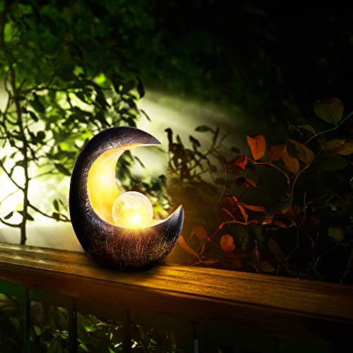 wuuhoo® LED Solarlampe Lamia, wetterfeste Halbmond Leuchtkugel mit Dämmerungssensor, Solar Kugellampe für Drinnen und Draußen, Gartenlampe, bunte Gartenbeleuchtung 1 Stk