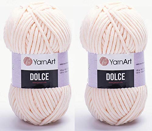 Yarn Art Dolce-Garn, 100 % Mikro-Polyester, 2 Stück, 260 Meter, 2 x 100 g, super sperrig: 6 Baby-Chenille-Garn (779 Nude)