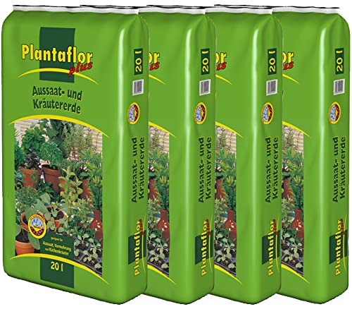 Plantaflor Plus Aussaaterde Kräutererde Ansaaterde Stecklingserde Erde Blumenerde (80 L (4 x 20 L))