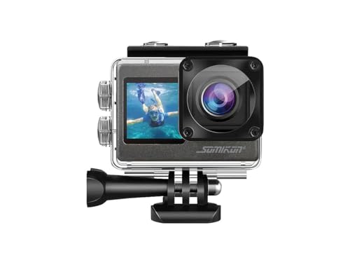 Somikon Action Kamera: 6K-Actioncam mit 2 Farbdisplays, WLAN, Bildstabilisierung, Sony-Sensor (Outdoor-Sportkamera, Action-Kamera wasserdicht)