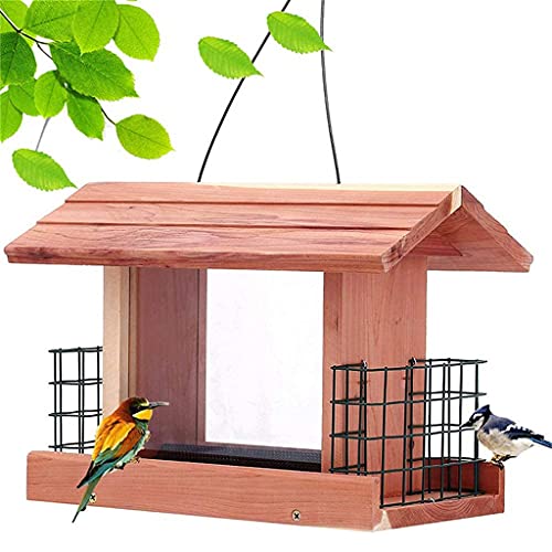 Holz-Vogelkäfig for den Außenbereich, rattensicher, for Aufhängen, Vogelhäuschen, for den Hof, Garten, Vogelhäuschen, Kolibri-Futterhäuschen