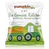 Pumpkin Organics Gemüse Röllchen - mit Kürbis, Tomate, Spinat, 20g (24er Pack)