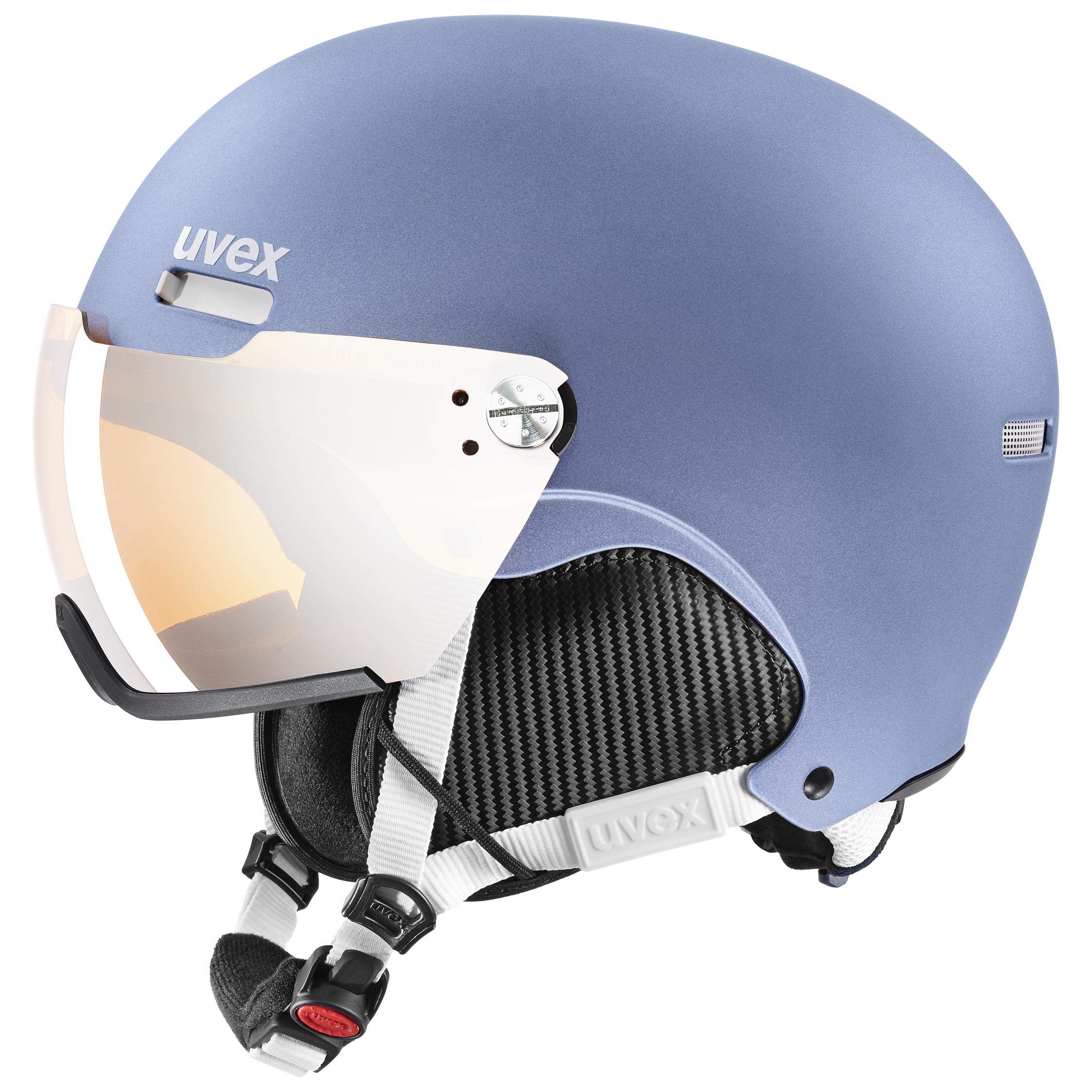 uvex hlmt 500 visor - robuster Skihelm für Damen und Herren - individuelle Größenanpassung - mit Visier - dust blue matt - 52-55 cm