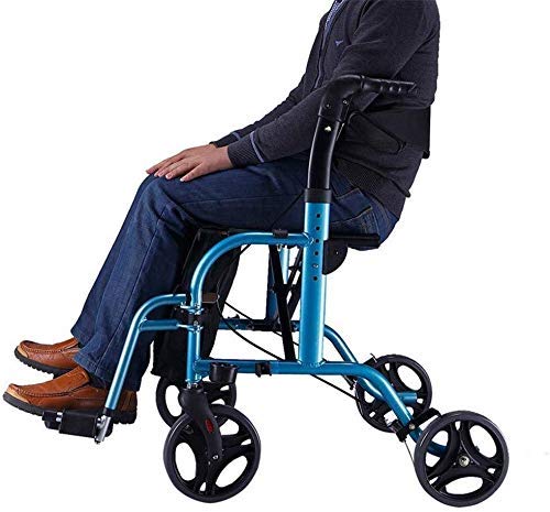 Rollator Shopping Walker Senioren Gehgestell Hilfe Mobilität Trolley Kinderwagen Leichter Rollerwagen faltbar mit Sitz und Tasche 4 Räder für ältere Menschen
