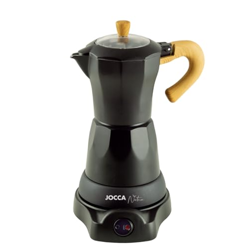 Jocca - Elektrische italienische Kaffeemaschine der Linie Nature | 6 Tassen | Kabelloser Krug | elektrischer Boden | 360° drehbar | Krug mit Kühlgriff | Automatische Abschaltung | Warmhalte| Scharwz