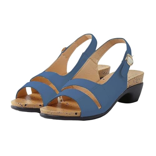 HFDHD Libiyi-Sandalen für Damen, bequeme orthopädische Damen-Sandalen von Libiyi, Vintage-Sandalen mit offenem Zehenbereich und Fischmaul von Libiyi (39,blue)