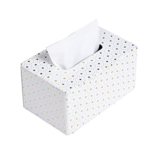 ZXGQF Tissue Box Pu Rechteckiger Handtuchhalter Aus Reinweißem Papier Mit Kleinem Sternchenmuster Für Heim, Büro, Auto, Autodekoration