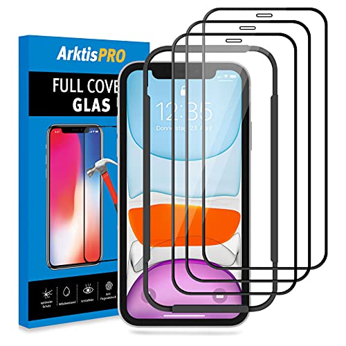 Arktis Displayschutzglas kompatibel mit iPhone 11 3er Set, Schutzglas [Full Cover] Vorderseitenschutz, Anti-Fingerprint hüllenfreundlich
