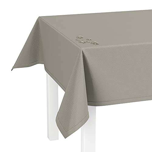 LILENO HOME Tischdecke abwaschbar [110x140cm] in Sand - Gesäumte Polypropylen Gewebe Tischdecke wasserdicht mit Fleckschutz