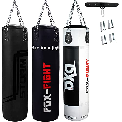 FOX-FIGHT Sandsack Boxsack ungefüllt inkl Stahlkette mit Deckenhalterung Punching Bag Kickboxen MMA Kampfsport Muay Thai Boxen 180 x 35 (ungefüllt) DXD …