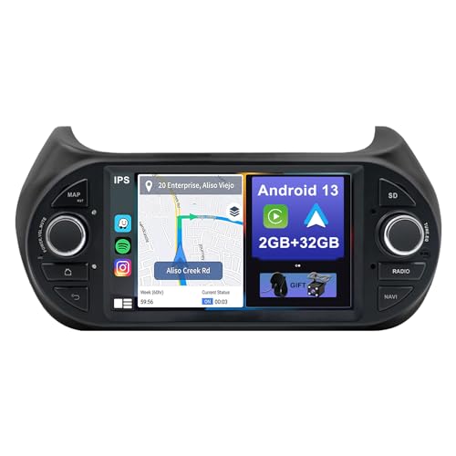 YUNTX Android 12 Autoradio für FIAT Fiorino/Qubo/Citroen Nemo/Peugeot Bipper Radio -IPS 7 Zoll GPS mit navi Bluetooth - Unterstützung DAB/USB/CarPlay/WiFi/4G/MirrorLink (mit rückfahrkamera)