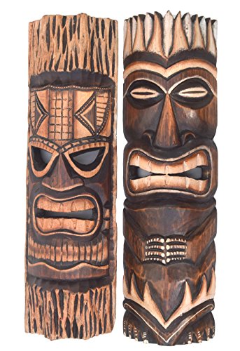 Interlifestyle 2 Holzmasken 50cm im Tiki Style Hawaii Maske Wandmaske 2er-Set