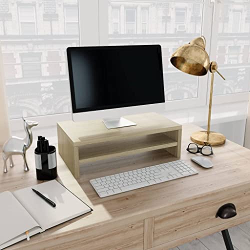 Atlojoys Monitorständer, Bildschirm-Ständer, Laptop-Druckerständer, für Laptop, Computer, Notebook, PC, Sonoma-Eiche 42×24×13 cm Spanplatte