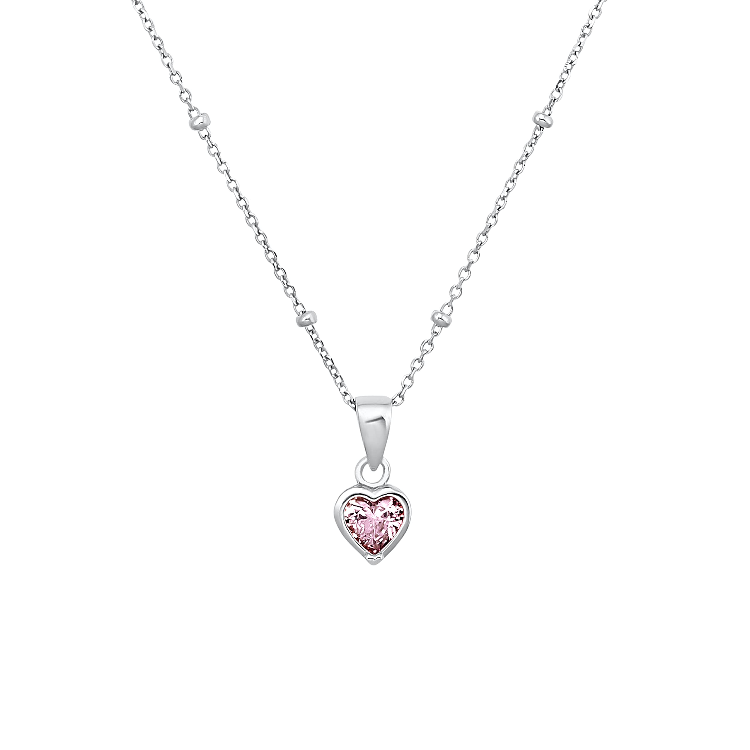 Prinzessin Lillifee Silber Mädchen Kinder Halskette mit rosa Herz-Anhänger, Kommt in Schmuck Geschenk Box, 2033373