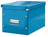 Leitz WOW Click & Store Aufbewahrungsbox mit Griffen, Würfelform groß passend für Kallax Regal, stabil und faltbar, Blau, 61080036
