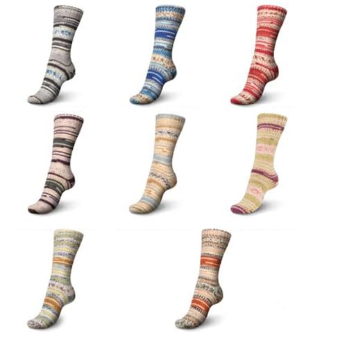 Regia Sockenwolle Paket | 8x150g Strumpfwolle 8-fädig | Nordic Winter Color, dickes Sockengarn zum Stricken oder Häkeln