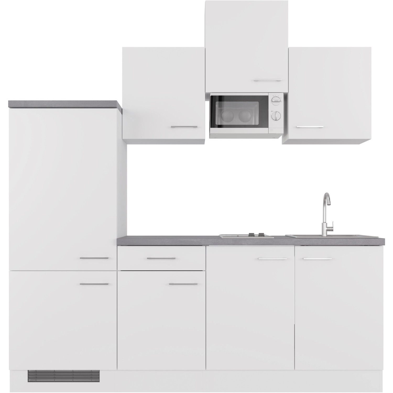 Flex-Well Exclusiv Küchenzeile Joelina 210 cm Weiß matt - Beton Grau