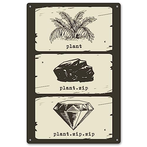 getDigital Blechschild Plant.zip.zip - Metallschild, Dekoschild, Wandschild, Poster aus Metall für Geeks & Nerds - 20 x 30,3 cm, Weißblech