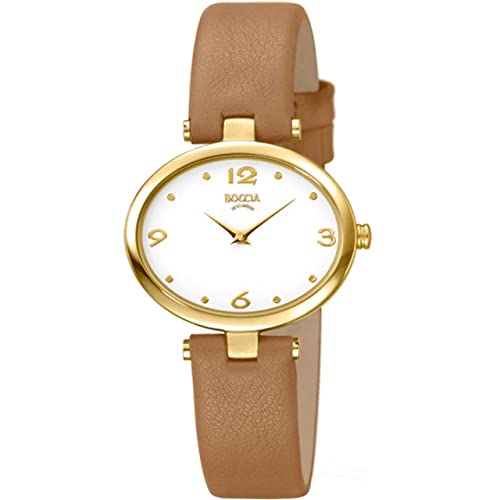 Boccia Damen Analog Quarz Uhr mit Leder Armband 3295-04