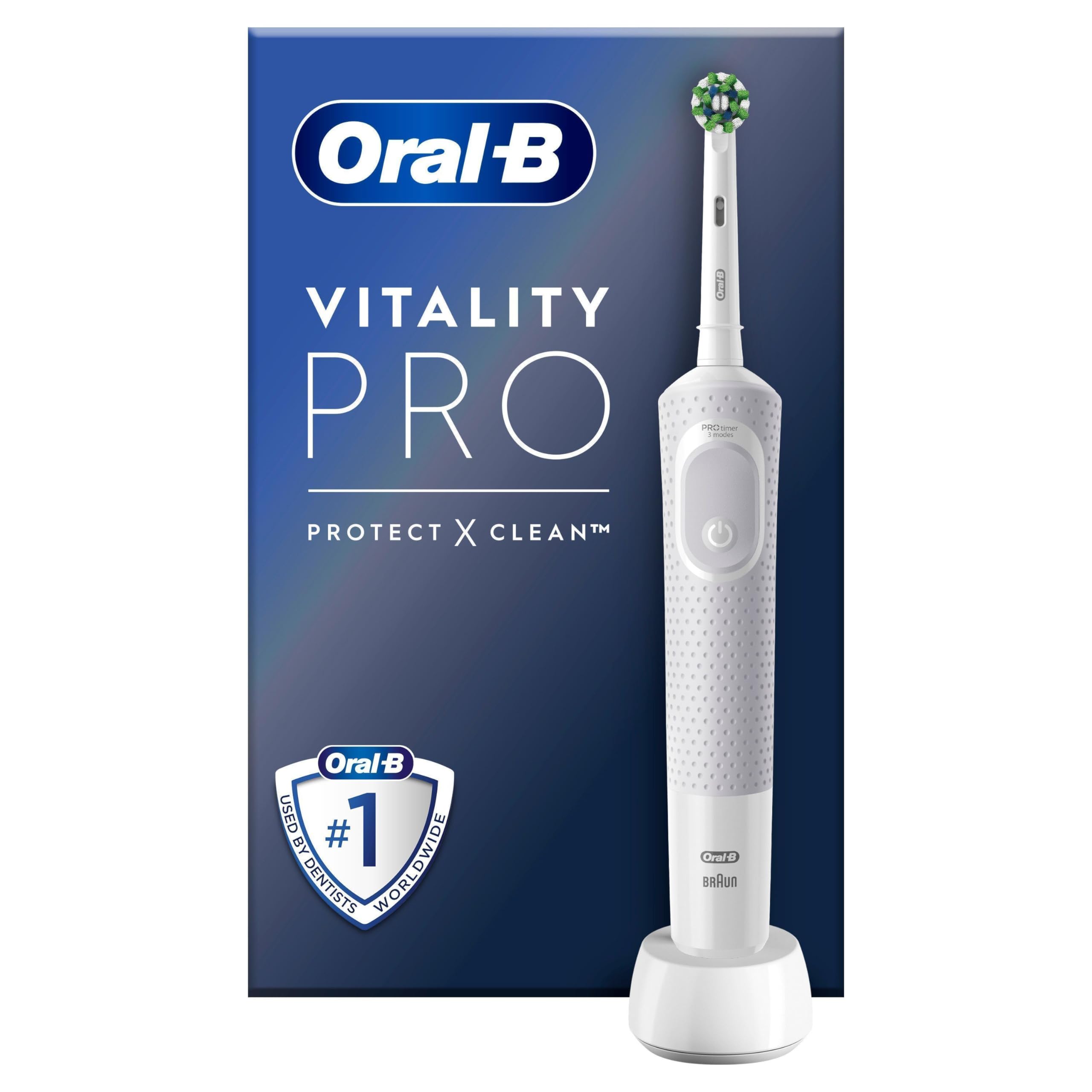 Oral-B Vitality Pro Elektrische Zahnbürste/Electric Toothbrush, 3 Putzmodi für Zahnpflege, Geschenk Mann/Frau, Designed by Braun, weiß