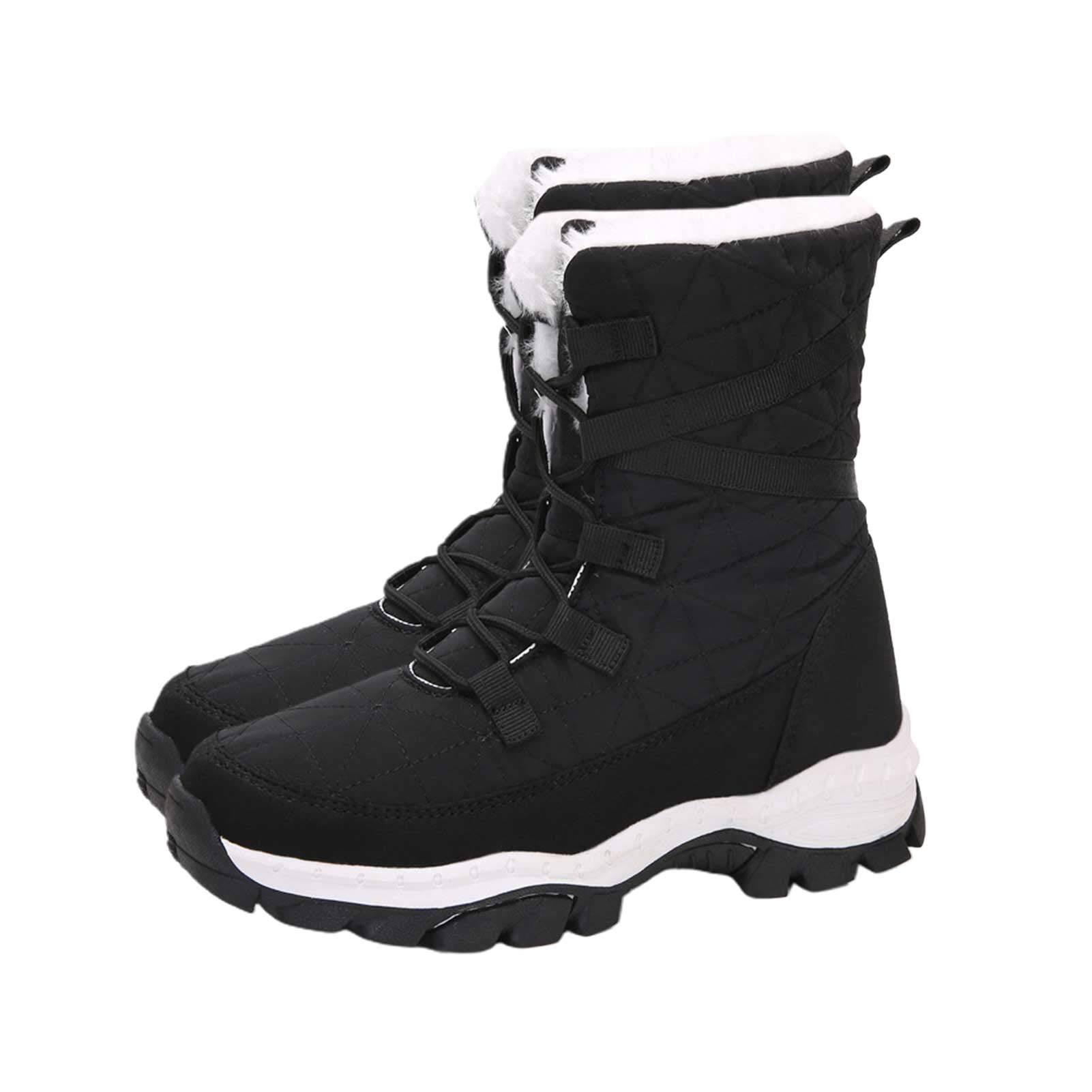 Damenstiefel, Winter Damen Casual Outdoor Verdicken Warme Wandersport Schneeschuhe High-Top Schuhe Schwarz 40