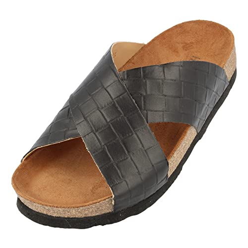 HAFLINGER 819412-0-4 Bio Mio Damen Leder Pantoletten Clogs, Größe:39 EU, Farbe:Schwarz