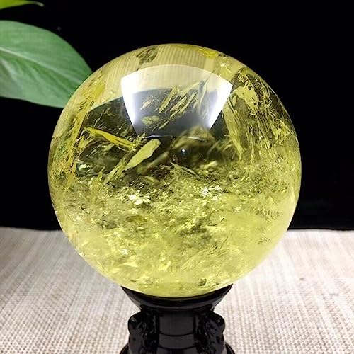 Hochwertige, schöne, große, natürliche, gelbe transparente Kristallkugel, 200–250 g