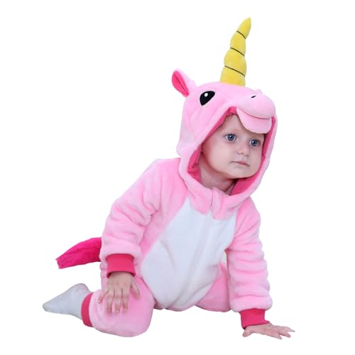 Doladola Baby Jungen Mädchen Flanell Tier Hooded Unicorn Onesies Outfit Overall für Baby