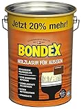 Bondex Holzlasur für Außen Nussbaum 4,8 L für 62 m² | Hoher Wetter- und UV-Schutz | Natürliches Abwittern - kein Abplatzen | seidenmatt | Holzschutzlasur | Holzlasur
