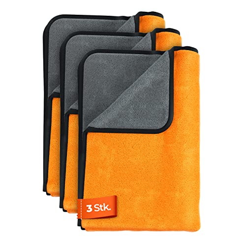 ADBL Puffy Towel XL Poliertuch 840GSM (3 STK.) - Ideal zum auspolieren von Wachsen - fusselfreies Premium Mikrofasertuch für die Auto & Motorrad Pflege - Autopflege Tuch | 60x90cm
