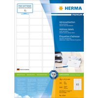 HERMA Premium - Permanent selbstklebende, matte laminierte Adressetiketten aus Papier - High White - 38,1 x 21,2 mm 6500 Etikett(en) (100 Bogen x 65) (4254)